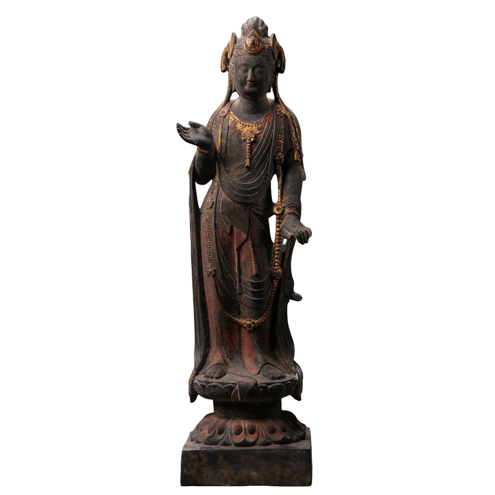 4TH-6TH CENTURIES, NORTHERN WEI DYNASTY, PAINTED LAPIS LAZULI STANDING BUDDHA STATUE (1 of 10)
