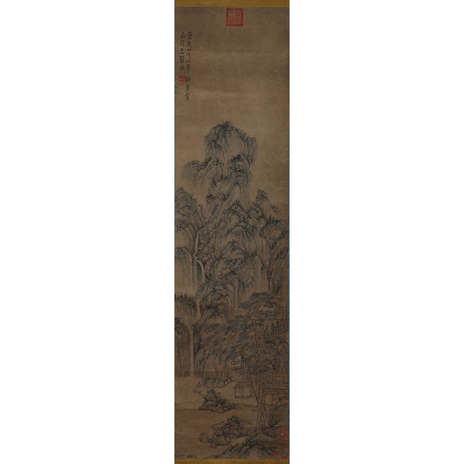 LANDSCAPE PAINTING BY WANG MENG (1308-1385): LANDSCAPE PAINTING BY WANG MENG (1308-1385); L. 120 cm. W. 32 cm.