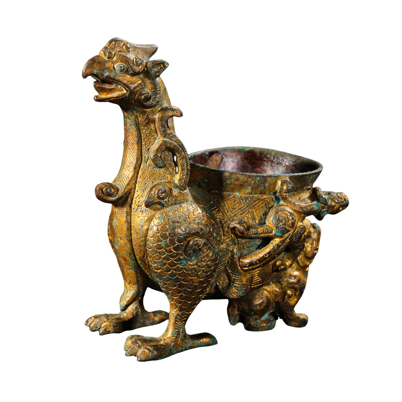 Chinese Han Dynasty gilt bronze cup (1 of 7)