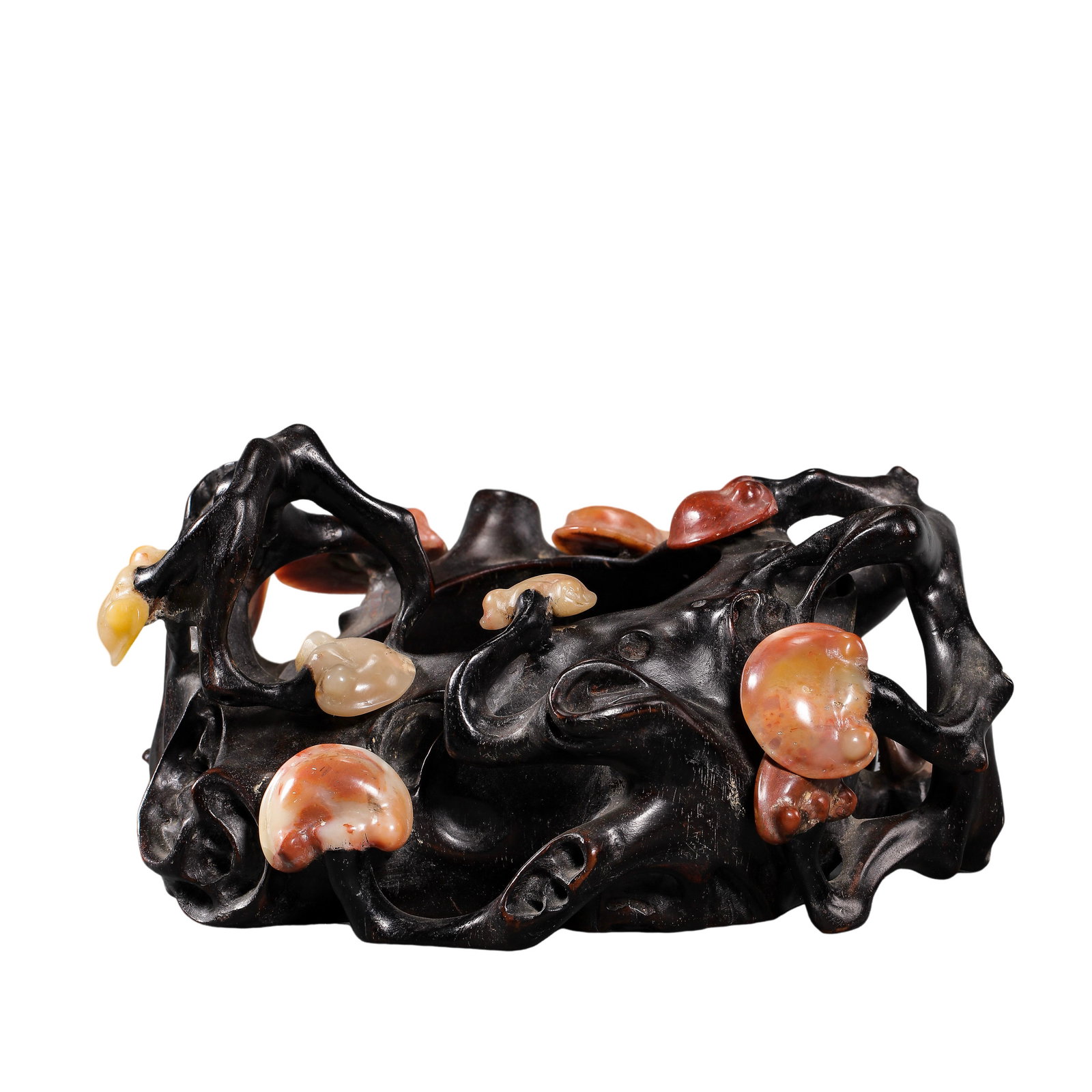 Chinese Qing Dynasty Rosewood Shoushan Stone Ganoderma Wash (1 of 8)