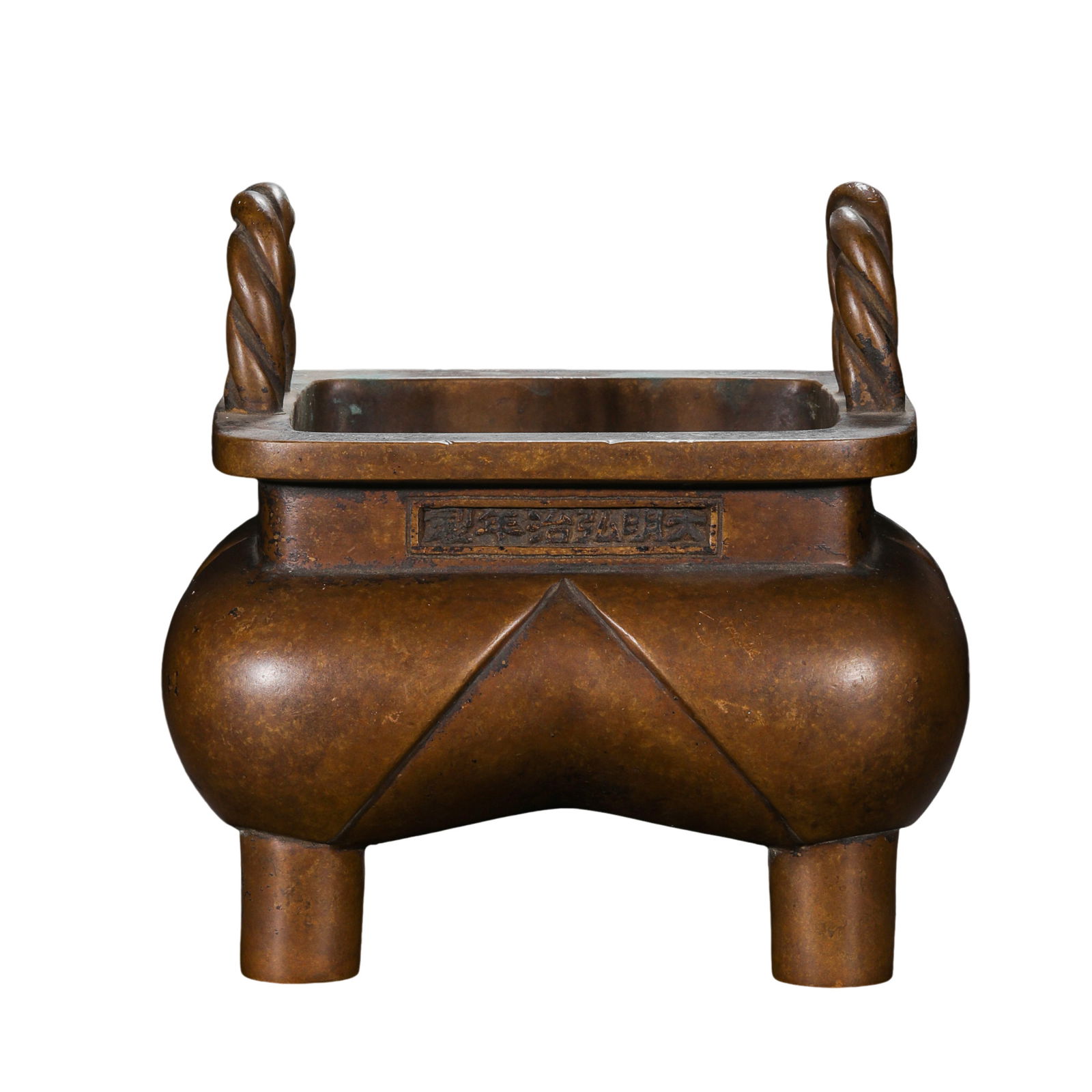 chinese Ming Dynasty Hongzhi period copper double-ear stove (1 of 11)