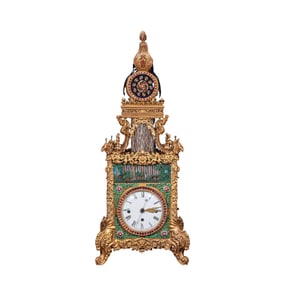 18th century gilt bronze inlaid gemstone clock