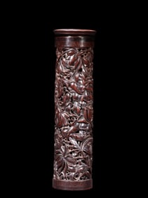 Chinese Qing Dynasty rosewood carved incense tubes