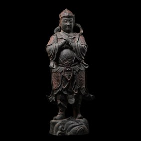 Chinese Qing Dynasty bronze standing figure of Wei Tuo