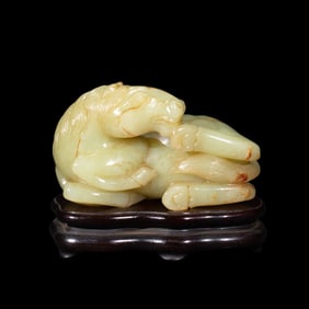 Chinese Hetian yellow jade horse from the Qing Dynasty