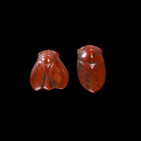 Pair, china Han Dynasty agate cicadas