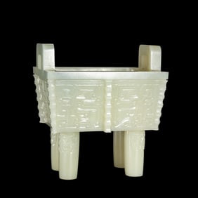 Chinese Qing Dynasty jade four square ding