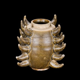 chinese Song Dynasty tea-leaf glaze polygonal jar