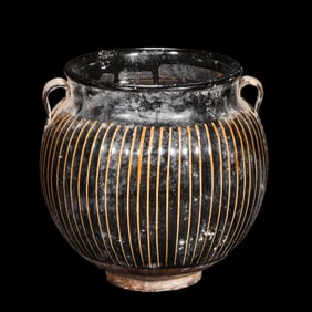 Black glaze lined double-cord jar from Cizhou ware, Northern Song Dynasty, chinese