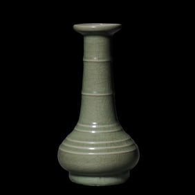 Chinese Southern Song Dynasty Longquan ware Green Glaze Long Neck Vase