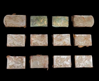 A set, china Liao Dynasty Hetian white jade belt plates