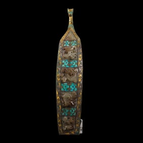 chinese Warring States Period gold and silver inlaid jade belt hook