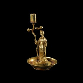 chinese Tang Dynasty pure gold figure candlestick