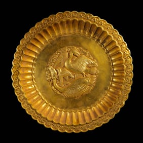 chinese Tang Dynasty pure gold phoenix pattern chrysanthemum plate