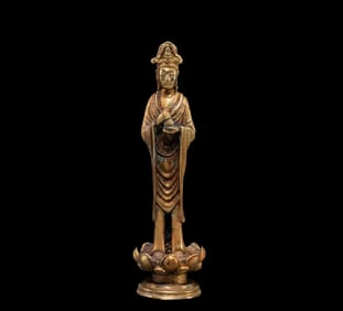 chinese Northern Wei Dynasty bronze golden Buddha standing statue