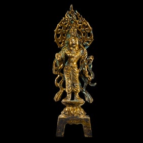 chinese Northern Wei Dynasty bronze golden Buddha standing statue