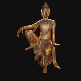 chinese Tang Dynasty bronze gold Buddha sitting statue