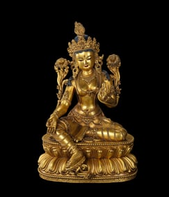 chinese Ming Dynasty bronze gold Buddha sitting statue