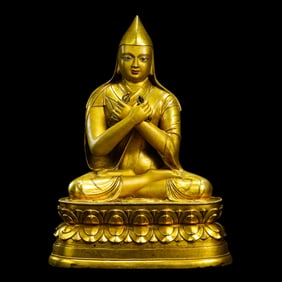 chinese 18th century Zanabazar style bronze gold Buddha sitting statue