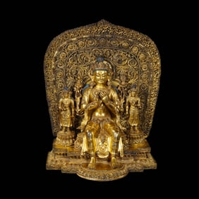 Chinese Qing Dynasty bronze gold Buddha sitting statue