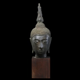 Chinese Ming Dynasty Wooden Buddha Head