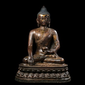 Chinese Qing Dynasty Gilded Bronze Buddha Seated Statue