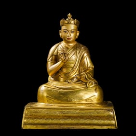Chinese 15th Century Gilded Bronze Buddha Seated Statue