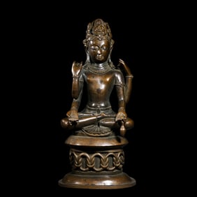 Chinese Qing Dynasty Alloy Bronze Buddha Seated Statue