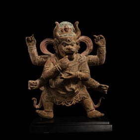 Chinese Ming Dynasty Woodcarving of a standing Yamantaka