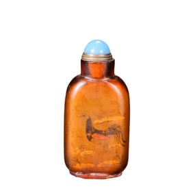 Chinese Qing Dynasty painted rooster glass snuff bottles