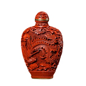 Chinese Qing Dynasty Qianlong period carved red snuff bottles
