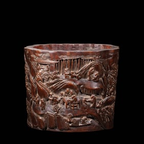 chinese Qing Dynasty wood carving pen holder