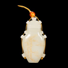 Chinese Qing Dynasty Hetian jade aromatherapy cover bottle