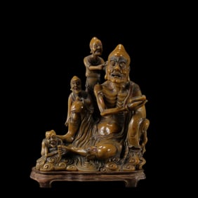 Chinese Qing Dynasty Shoushan stone carved Arhat ornaments