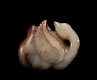 Chinese Yuan Dynasty jade red swan