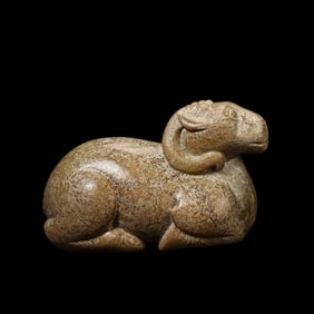 Chinese Han Dynasty jade lying sheep