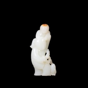 Chinese Qing Dynasty Hetian white jade boy statue