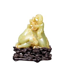 Chinese Qing Dynasty Hetian yellow jade carving ornaments