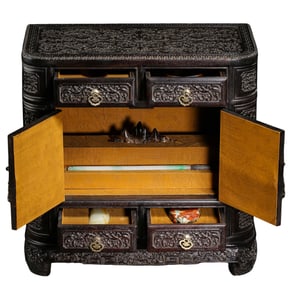 Red sandalwood treasure chest from Qing dynasty