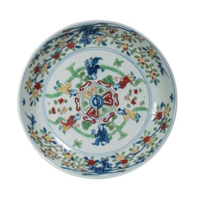 Chinese Ming Dynasty Jiajing period colorful figure story pattern plate