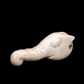 Chicken bone white jade elephant head from Hongshan culture of China during the Hongshan period