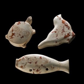 A group of Chinese Liangzhu culture animal-patterned jade animal ornaments