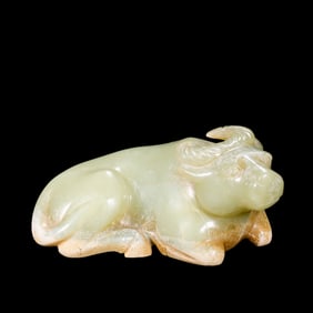 Chinese Han Dynasty jade lying cow