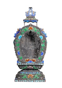 Chinese Qing Dynasty sterling silver filigree Buddhist niche