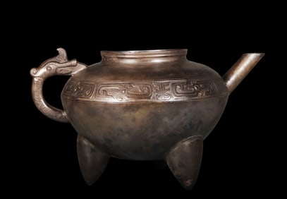 Chinese Han Dynasty sterling silver pan