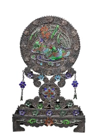 China Qing Dynasty pure silver filigree multi-treasure screen ornaments