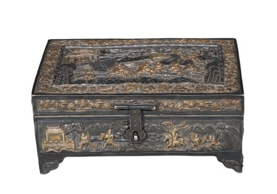 Silver box with human figures from the Tang Dynasty, China