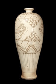 Plum vase with carved floral patterns from Cizhou ware, Northern Song Dynasty, China