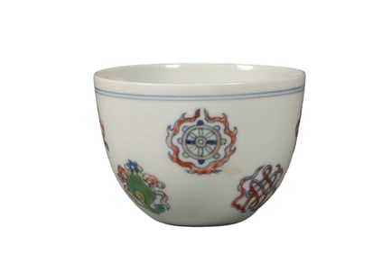 Doucai eight treasures auspicious pattern cup from Chenghua Period, China
