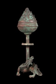 Chinese Han Dynasty pure silver inlaid turquoise inlaid gold inscription Boshan furnace